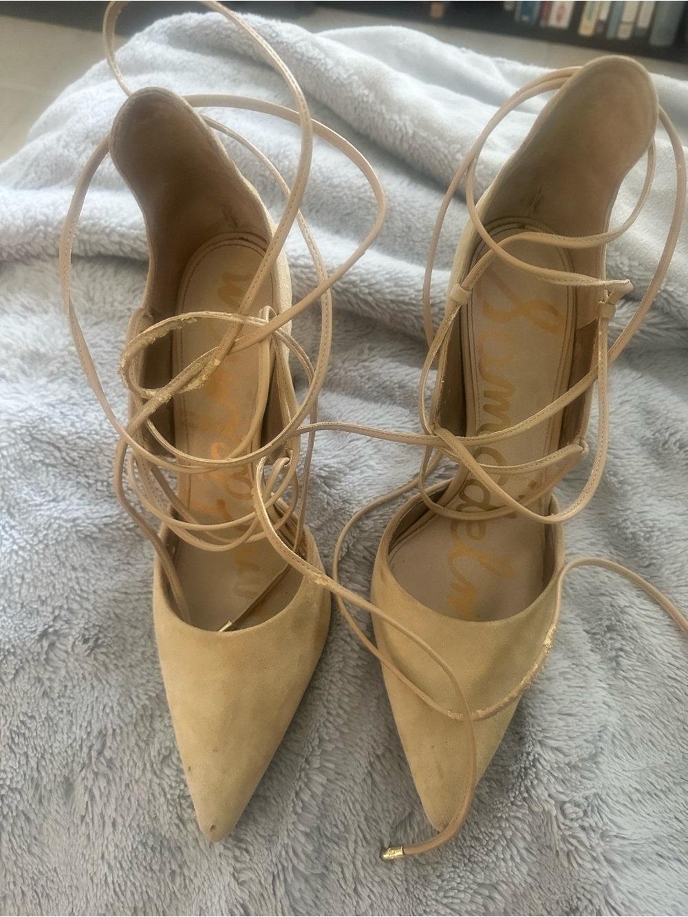 Sam Edelman Suede Lace-Up Pointed Toe Heels
